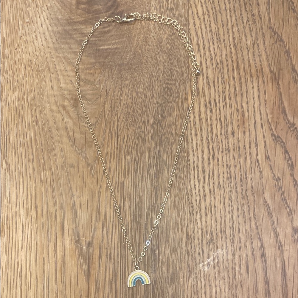 Gold Rainbow Pendant Necklace